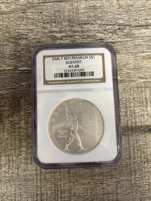 2006 P Ben Franklin Scientist Commemorative Silver Dollar MS69 NGC - Image 1 of 2
