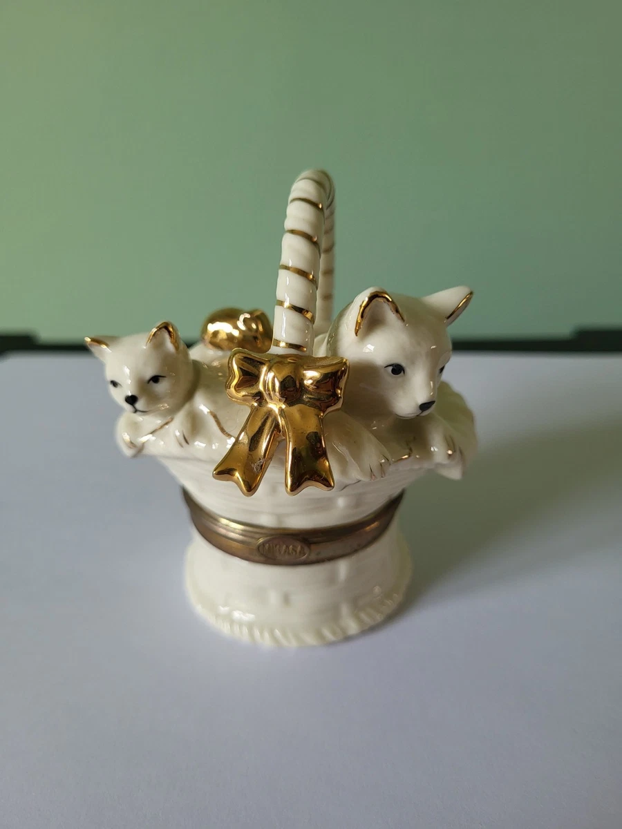 Hand Painted Enamel Cat Trinket Box - Rhinestone Decorated Jewelry Storage For Home Decor