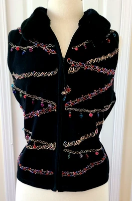 Marisa Christina Christmas Black Knit Vest Women's Size Medium Collection 2006 - Image 1 of 4