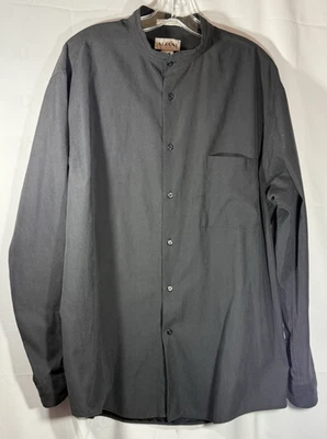 Alfani Black Sueded Long Sleeve Collarless Button Up Shirt Size XL - Image 1 of 4