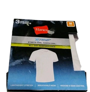 Hanes 3 Pack Tagless X-Temp T-Shirts Size M (38-40) White Mesh NIP Medium - Picture 1 of 4