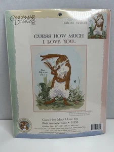 Kit de punto de cruz Adivina cuánto te amo anuncio de nacimiento diseño Candamar - Imagen 1 de 3