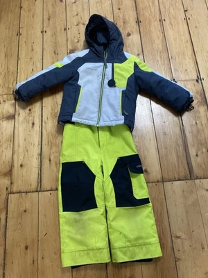 Obermeyer 儿童滑雪围兜裤和夹克,尺寸 4 二手状况良好 — 第 1/4 张图片