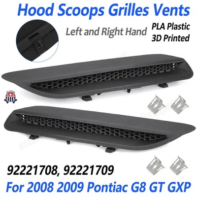 For 2008 2009 Pontiac G8 GT GXP Hood Scoops Grilles Vents w/ Clips PAIR LH & RH Foto 1 de 4