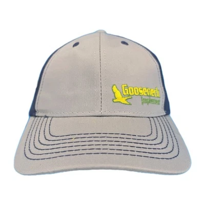 Sombrero de camionero trasero de malla gris y azul marino John Deere implemento cuello de cisne ND SD Foto 1 de 4