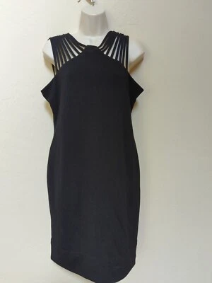 Vestido de noche de cóctel Ronni Nicole para dama talla 12 negro con tiras forrado al hombro... Foto 1 de 4