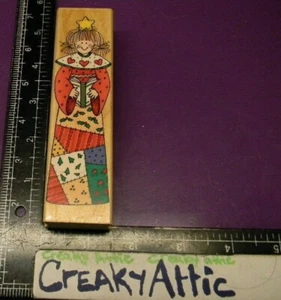 COUNTRY CAROLER PATCHWORK STAR ANGEL RUBBER STAMP HERO ARTS H1084 CREAKYATTIC - Picture 1 of 4