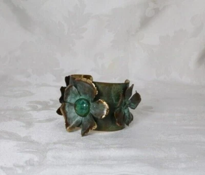 Pulsera brazalete WENDY MINK pátina flor medios mixtos piedra genuina como nueva Foto 1 de 4