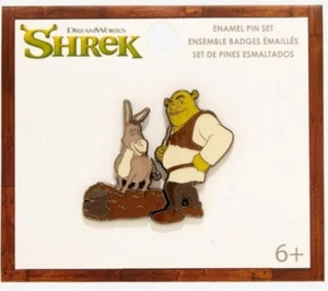 LOUNGEFLY SHREK & DONKEY ENAMEL PIN SET DREAMWORKS NEW RARE FREE SHIPPING - Picture 1 of 4