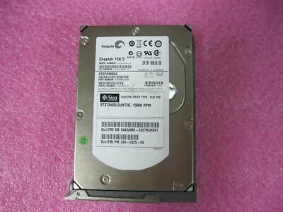SUN 390-0325 540-6606 72GB 15K Scsi SIC HDD Seagate ST373455LC 3.5in  - Image 1 of 3