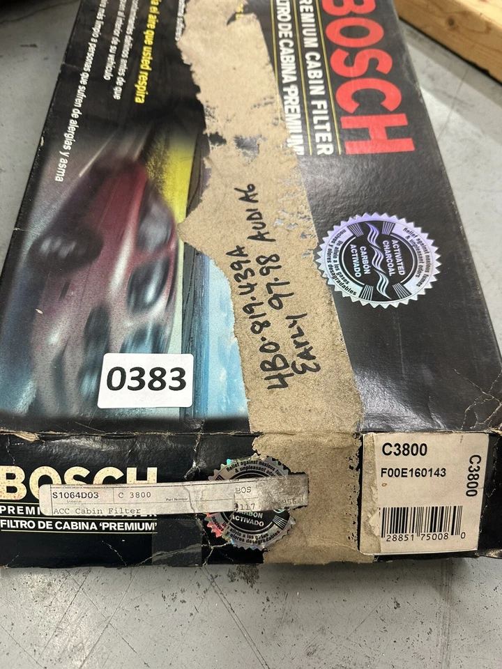 Filtro de ar de cabine BOSCH C3800 carvão para AUDI A6 1998-2000 repl. 4B0-819-439 - Imagem 1 de 1
