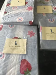 New 4pc Pottery Barn Kids Sweet Strawberry Crib Toddler Set GIRL - Picture 1 of 4