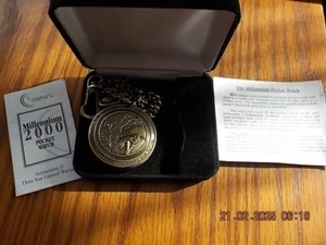 MILLENNIUN 2000 TASCHENUHR MIT KETTE IN ANTIKGOLD ANDENKEN / SAMMLERSTÜCK - Bild 1 von 8