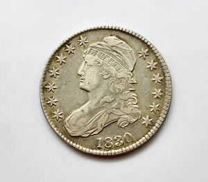 Medio dólar busto tapado 1830 XF/extremadamente fino, O-102, pequeño 0 - Imagen 1 de 2