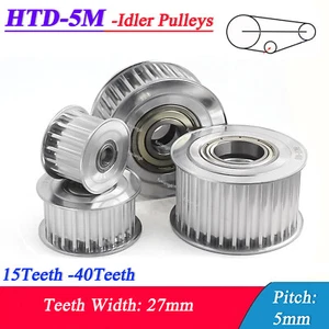 HTD-5M 15T-40T Timing Belt Idler Pulleys Pitch 5mm Width 27mm Toothed Tensioner - Picture 1 of 8