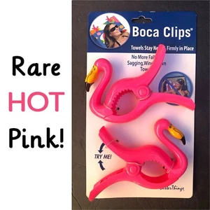 Boca Beach Towel Chair Clips Set/2 Hot Pink Flamingos Pool Patio Chaise Cruise - Picture 1 of 3