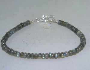 Blue Flash Labradorite Bracelet  4mm Labradorite Bracelet - Picture 1 of 5
