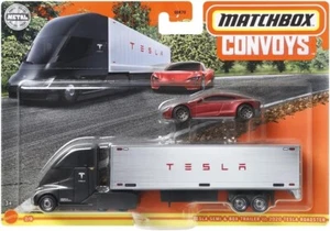 Matchbox Convoys Tesla Semi and box Trailer And 2015 Tesla Model S Red Musk NEW - Picture 1 of 4