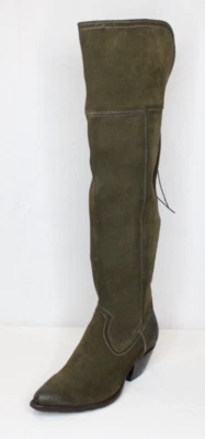 Botas occidentales altas por encima de la rodilla Frye 7.5 B cuero encaje puño trasero vaquera boho Foto 1 de 4