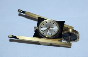 Mazal Wheelbarrow Watch | *Vintage* Swiss Made Rolling Desk Clock Day/Date - Picture 1 of 7
