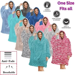Men + Women Extra Long Hooded Blanket Oversized Hoodie Sherpa Fleece Sweatshirt - Picture 1 of 33