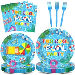 96Pcs Two Cool Pool Birthday Party Supplies Summer Swimming Pool 2nd Birthday... - Picture 1 of 7