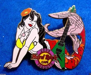 TORONTO CANADIAN SEXY PINK TAILED MUSICAL GUITAR MERMAID GIRL Hard Rock Cafe PIN - Picture 1 of 1