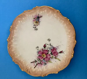Schale Vintage Floral gerollt geprägt vergoldete Kanten 7" - Bild 1 von 7