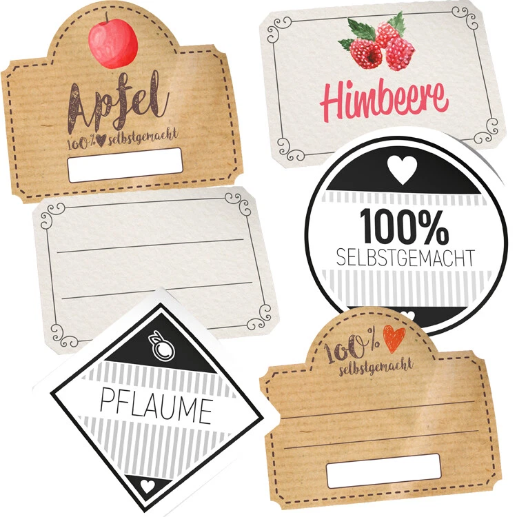 itenga Marmeladen Sticker 10er Set Aufkleber Deckel und Glas Vintage 20teilig - Bild 1 von 1