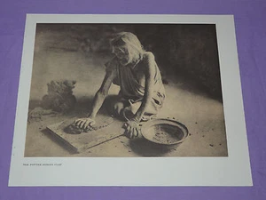Edward Curtis Native American Indian Vintage Photo Print "THE POTTER MIXING CLAY - Picture 1 of 1