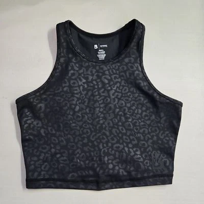 Camiseta sin mangas corta inalámbrica con estampado de animales negra pequeña Buffbunny Collection para mujer Foto 1 de 4