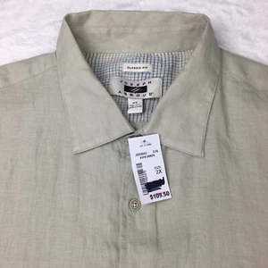 Joseph Abboud Shirt Men's XXL 100% Linen Tan Short Sleeve Button Up Casual NWT! - Picture 1 of 8