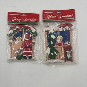 2 Packs Unopened Vintage Santa Commodore Old World Wood Hand carved Ornaments - Picture 1 of 2