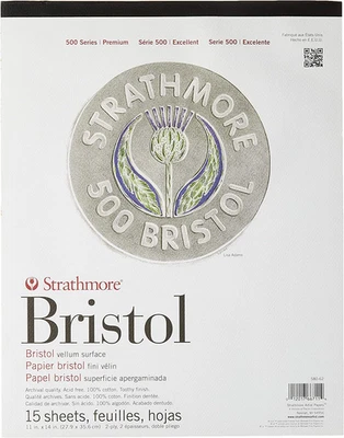 Strathmore (580-62 500 Series Bristol, superficie de vitela de 2 capas, 11"x14", blanco, 15 Foto 1 de 4