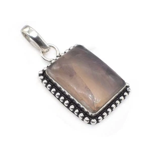 Gorgeous Fluorite Gemstone Handmade Unique Silver Plated Pendant 1.5" m668 - Picture 1 of 4