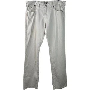 Pantalones de mezclilla de trabajo True Religion para hombre blancos Ricky relajados rectos informales talla 38 - Imagen 1 de 16