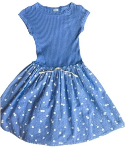 New Buho Organic Cotton Dress With Apples With Lining Blue Sz 14 Y - Picture 1 of 4
