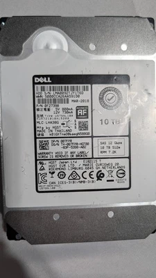 Dell 10TB SAS 7200rpm 512e 12Gb 3.5" HDD 007FPR HUH721010AL5200 0F27398 100% - Image 1 of 4