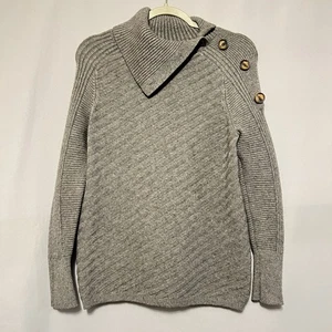 Metric Knits Gray Sweater Pullover Folded Collar Size Medium - Picture 1 of 8