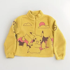 Pokemon Pikachu Fleece Half Zip Yellow Sweater Pullover Jacket, Kids Medium 8 - Picture 1 of 16
