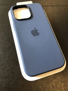 Apple iPhone 16 Pro Max Silicone Case Genuine MagSafe Cover Denim Blue A3316 - Picture 1 of 9