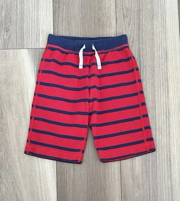 Hanna Andersson Boys Size 8 Bright Basics Red & Navy Striped Baggies Shorts - Image 1 of 4