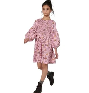 JANIE and JACK Pink Floral Smocked Dress Girls Size 14 Balloon Sleeves Party - Picture 1 of 15