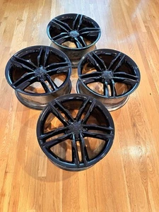 Audi S5 19" inch OEM 2018-2021 Gloss Black Genuine Original Wheel Set of 4 - Picture 1 of 15