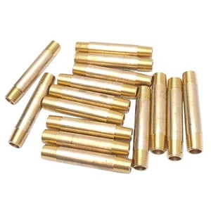 Lot of 15 Midland 28147 Brass Long Nipples, 1/4 NPTF Male, 3in Length, 120 PSI - Picture 1 of 3