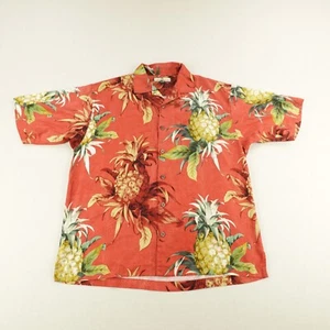 Tommy Bahama Shirt Mens XL Coral Red Pineapples Hawaiian Camp Loop Collar Aloha - Picture 1 of 10