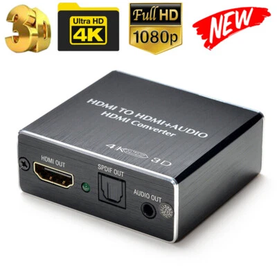 HDMI to HDMI Audio Extractor Converter 4K x 2K 3D Optical SPDIF Stereo Splitter - Image 1 of 4