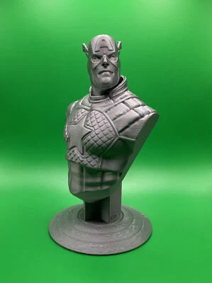 Capitán América | Figura impresa en 3D | Filamento de plástico pintable | 7 pulgadas de alto Foto 1 de 4