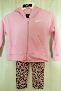 Reebok Girl Toddler Set  Pink Hoodie + Animal Print Pants New 2 Piece  Size 2T  - Picture 1 of 6