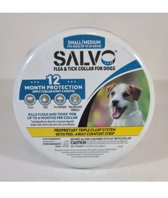 Salvo Flea & Tick Collar For Small/Medium Dog Neck Up To 20" 12 Month Protection - Image 1 of 3